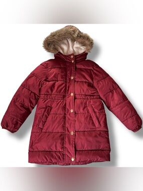 Old Navy Girls Burgundy Red Frost-Free Long Line Jacket Size S 6-7.